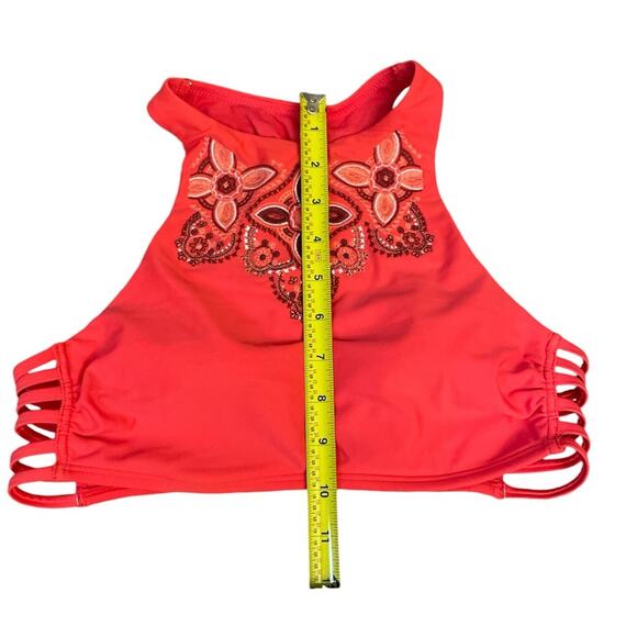 Boho western Hollister Red Floral medium racerback bikini top removal pads - Picture 3 of 5